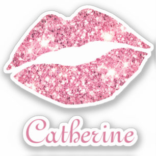 Glam Aesthetic Girly Pink Glitter Lips Name