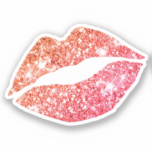 Glam Aesthetic Girly Red Orange Glitter Lips (Front)