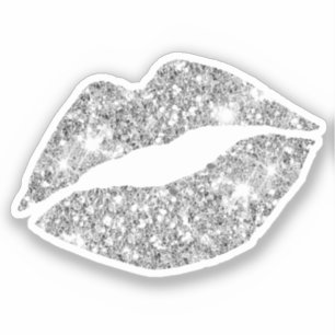 Glam Aesthetic Girly Silver Glitter Lips