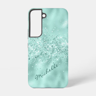 Glam Aqua Blue Foil Confetti Samsung Galaxy Case