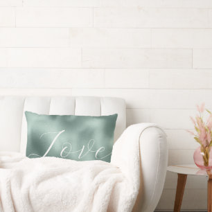 Glam Aqua Pine Green Love Lumbar Cushion
