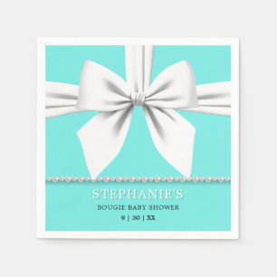 Glam Aqua Teal Elegant Fancy Tiffany Baby Shower Napkin