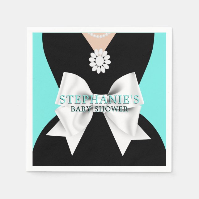 Glam Aqua Teal Fancy Tiffany Theme Baby Shower Napkin (Front)