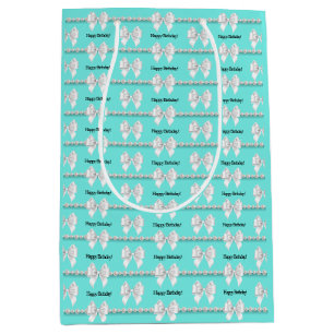 Glam Aqua Tiffany Theme Bougie Happy Birthday Medium Gift Bag