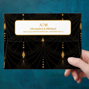 Glam Art Deco Black Gatsby 1920s Style Wedding Envelope