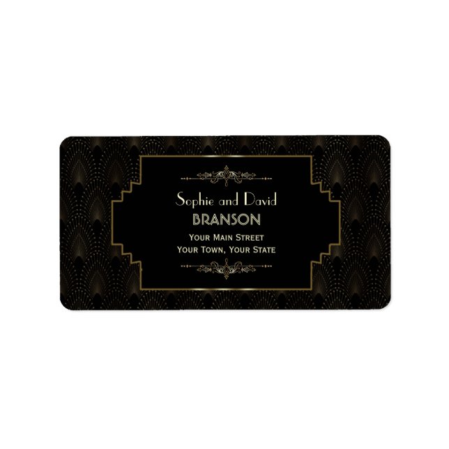 Glam Art Deco Great Gatsby Wedding Label (Front)