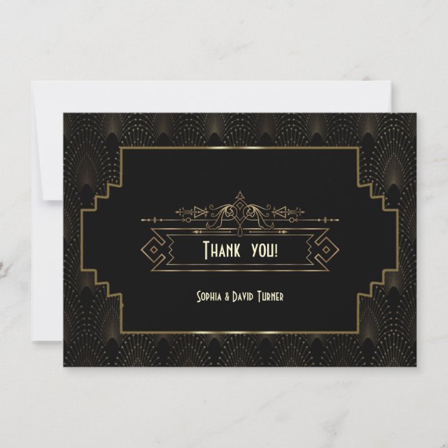 Glam Art Deco Great Gatsby Wedding Thank you (Front)