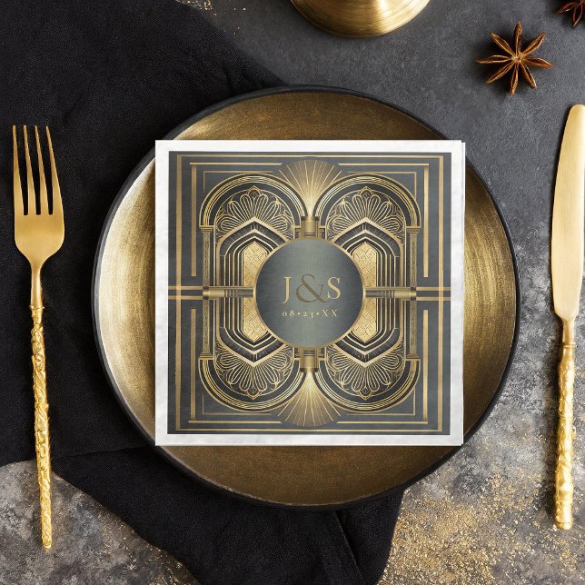 Glam Art Deco Wedding ID1033 Napkin (Creator Uploaded)