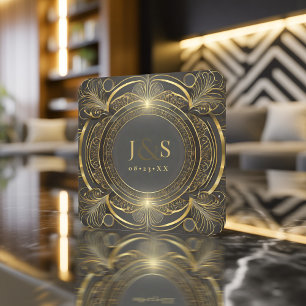 Glam Art Deco Wedding V3 ID1033 Square Paper Coaster