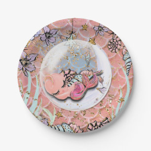 Glam Baby Mermaid Girls Baby Shower Birthday Party Paper Plate