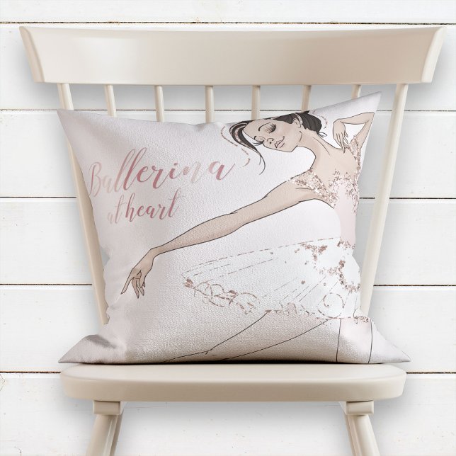 Glam Ballerina at Heart Quote Blush Pink Glitter Cushion (Creator Uploaded)