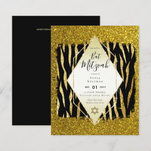 Glam BAT MITZVAH Girly GOLD Glitter Animal Print
