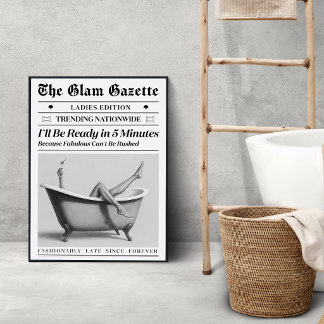 Glam Bathroom Newspaper Poster | Fashionably