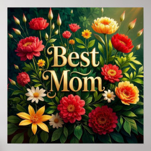Glam Beautiful Floral Flowers For Mother's Day  Poster