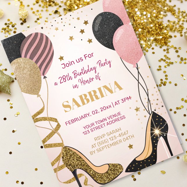 glam birthday party blush pink foil invitation (Creator Uploaded)