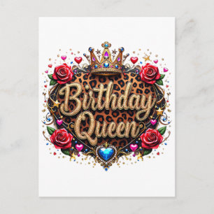 Glam Birthday Queen Crown Holiday Postcard
