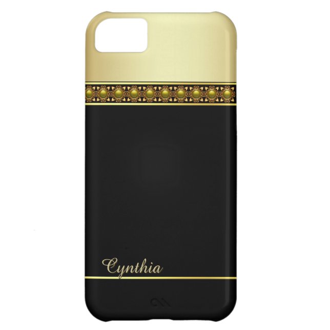 Glam Black and Gold Tone iPhone 5C Case (Back)