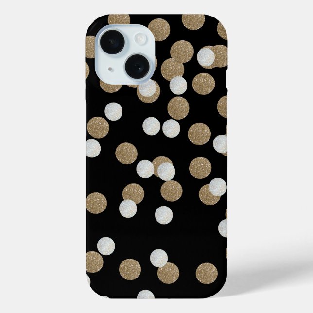 glam black and white dots champagne gold confetti Case-Mate iPhone case (Back)
