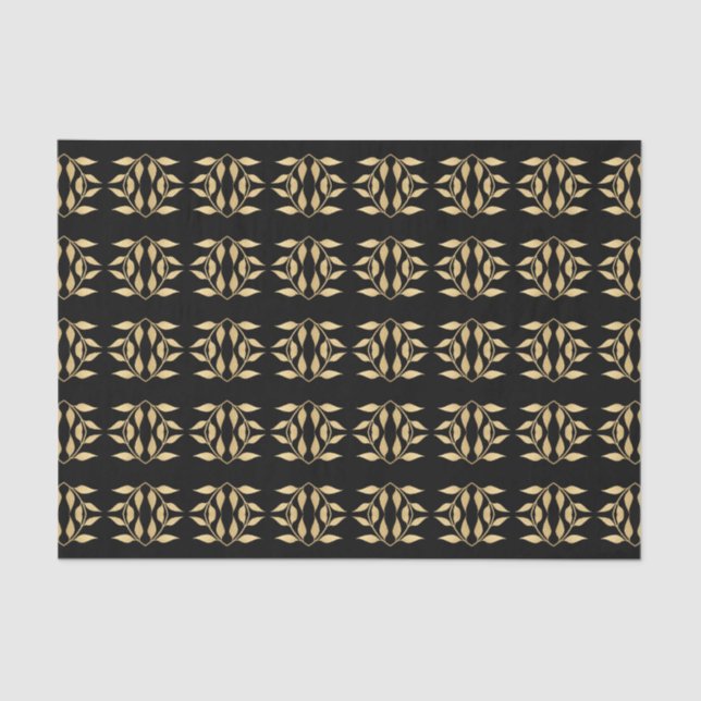 Glam Black Gold Abstract Graphic Pattern Tissue Paper (Front)
