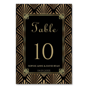 Glam Black Gold Art Deco Roaring 20s Wedding Table Number