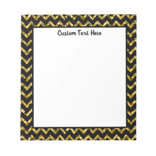 Glam Black Gold Glitter Chevron Stripe Pattern Notepad