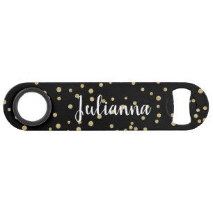 Glam Black Gold Holiday Dot Pattern Personalised