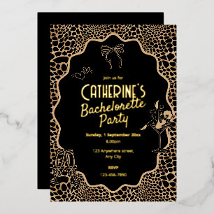 Glam Black & Gold Leopard Print Bachelorette Party