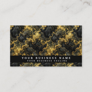 Glam Black & Gold Marble Business Cards