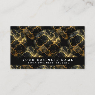 Glam Black & Gold Marble Business Cards