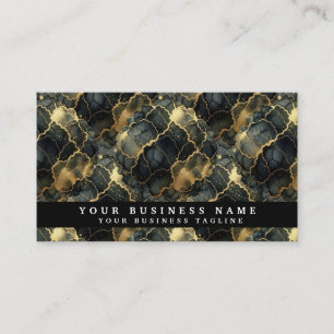 Glam Black & Gold Marble Business Cards