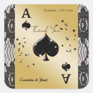 Glam Black Lace Ace of Spades Square Favour Sticker