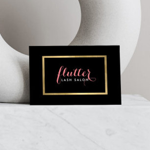 Glam Black Pink Gold Lash Salon Business Card