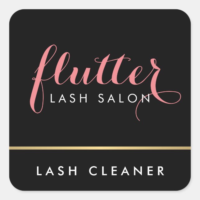 Glam Black Pink Gold Lash Salon Lash Cleaner Square Sticker (Front)