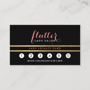 Glam Black Pink Gold Lash Salon Loyalty Card