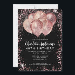 Glam Black Pink Rose Gold Glitter Balloon Birthday Invitation<br><div class="desc">Modern Glam Pink Rose Gold Black Glitter Sparkle Balloon Elegant Stylish Birthday Invitation</div>