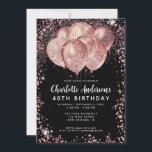 Glam Black Pink Rose Gold Glitter Balloon Birthday Invitation<br><div class="desc">Modern Glam Pink Rose Gold Black Glitter Sparkle Balloon Elegant Stylish Birthday Invitation</div>