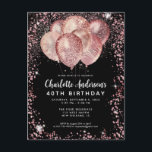 Glam Black Pink Rose Gold Glitter Balloon Birthday Postcard<br><div class="desc">Modern Glam Pink Rose Gold Black Glitter Sparkle Balloon Elegant Stylish Birthday Invitation</div>