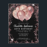 Glam Black Pink Rose Gold Glitter Balloon Birthday Postcard<br><div class="desc">Modern Glam Pink Rose Gold Black Glitter Sparkle Balloon Elegant Stylish Birthday Invitation</div>