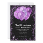Glam Black Purple Violet Glitter Balloon Birthday