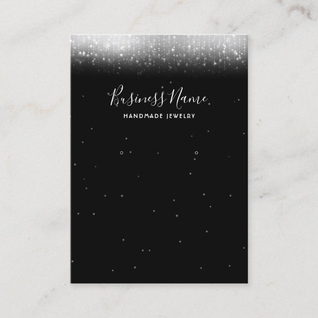 Glam Black White Earring Jewellery Display Business Card (Front)