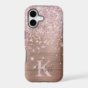 Glam Bling Rose Gold Diamond Confetti Monogrammed