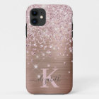 Glam Bling Rose Gold Diamond Confetti Monogrammed