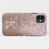 Glam Bling Rose Gold Diamond Confetti Monogrammed Case-Mate iPhone Case (Back (Horizontal))