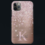 Glam Bling Rose Gold Diamond Confetti Monogrammed iPhone 11 Pro Max Case<br><div class="desc">Elegant,  Glam,  Girly Shiny faux rose gold diamond confetti iphone case. Features a faux rose gold brushed metal background,  dotted with pink rose gold and white diamonds confetti. Personalise with your name and monogram initial. Please note: this design is a printed photo effect with no real glitter and jewel.</div>