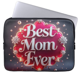 Glam Bling Silver Gold Best Mum Ever Laptop Sleeve