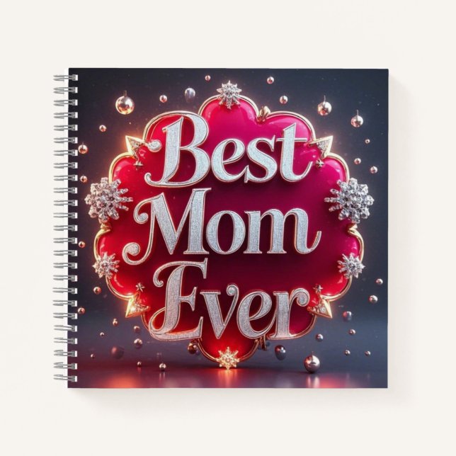 Glam Bling Silver Gold Best Mum Ever  Notebook (Front)