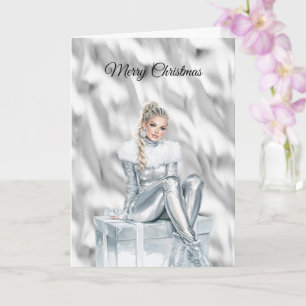 Glam Blond Silver Christmas Card