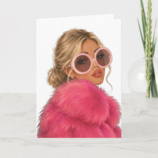 Glam Blonde with Oversized Pink Sunglasses Card
