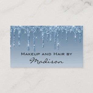 Glam Blue Dripping Glitter Drips Makeup Artist Business Card