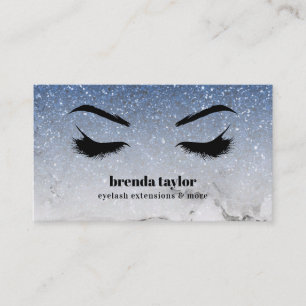 Glam Blue glitter ombre Marble Eyelash Browbar Business Card